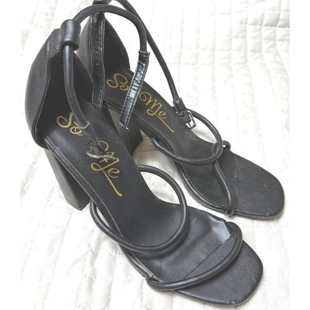 So Me Black block heeled sandals Size 5.5 [COPY]‎
